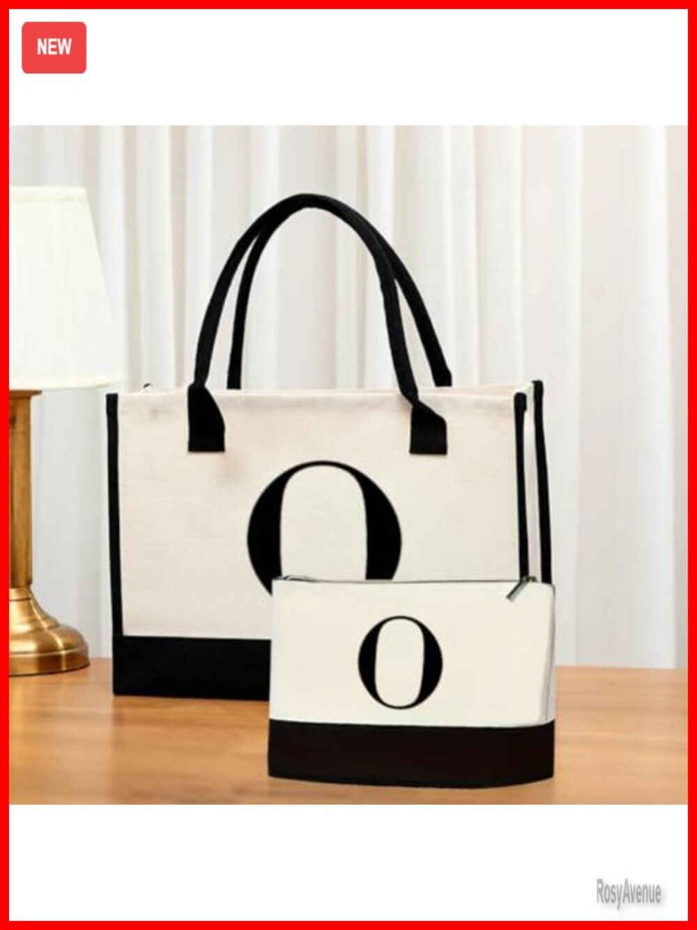 Personalized Lettered Canvas Tote Bag Set Large Small Reusable Tote Bags